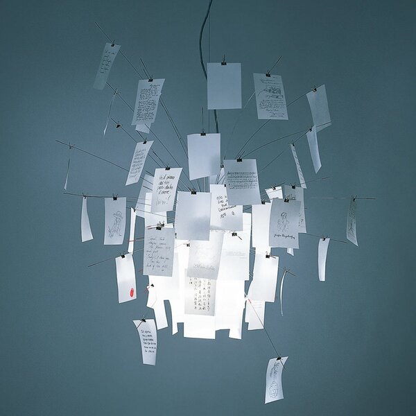 Lampa Wisząca Ingo Maurer, Zettel'z 6, ściemnialny, biały, salon, papier | karton, design