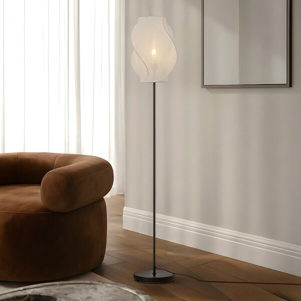 Lampa Podłogowa Lucande, Tovina, biały, jadalnia, tkanina | tekstylia, skandynawski