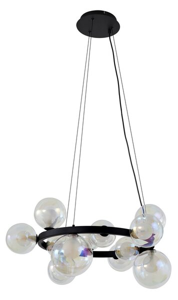 Lampa Wisząca Lucande, Marvi, ściemnialny, czarny, salon, szkło, nowoczesny