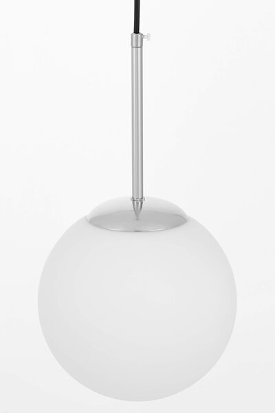 LAMPA WISZĄCA SUFITOWA NOWOCZESNA CHROMOWANA BIAŁA KULA FREDICA 20