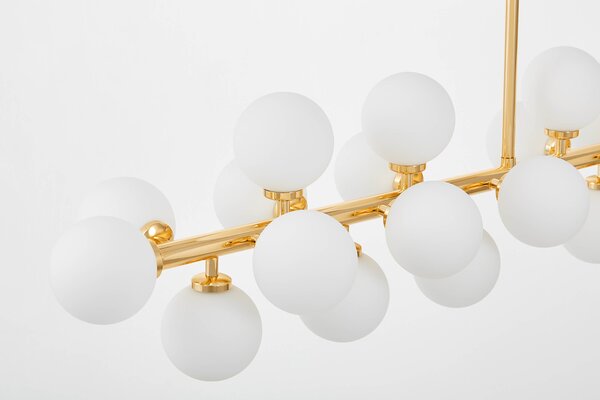 LAMPA WISZĄCA SUFITOWA NOWOCZESNA ZŁOTA BIAŁE KULE PETRICA 24