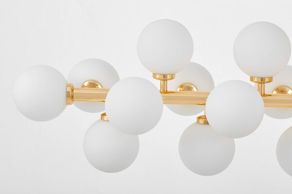 LAMPA WISZĄCA SUFITOWA NOWOCZESNA ZŁOTA BIAŁE KULE PETRICA 24