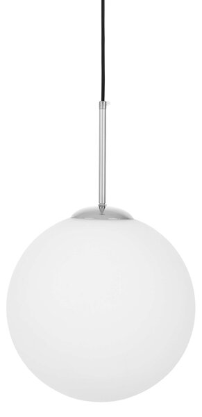 LAMPA WISZĄCA SUFITOWA NOWOCZESNA CHROMOWANA BIAŁA KULA FREDICA 30