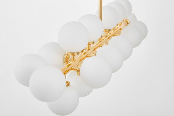LAMPA WISZĄCA SUFITOWA NOWOCZESNA ZŁOTA BIAŁE KULE PETRICA 24