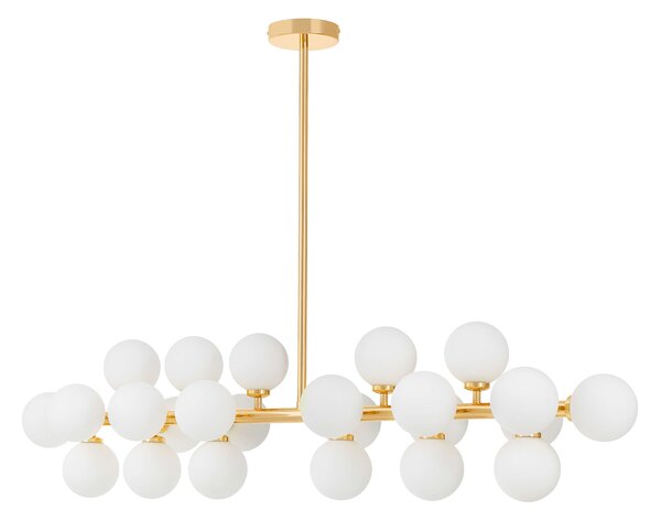 LAMPA WISZĄCA SUFITOWA NOWOCZESNA ZŁOTA BIAŁE KULE PETRICA 24
