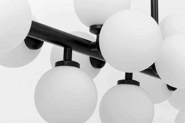 LAMPA WISZĄCA SUFITOWA NOWOCZESNA CZARNA BIAŁE KULE PETRICA 16