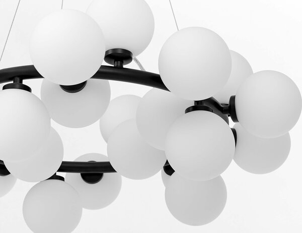 LAMPA WISZĄCA SUFITOWA NOWOCZESNA CZARNA BIAŁE KULE MARSIADA 25