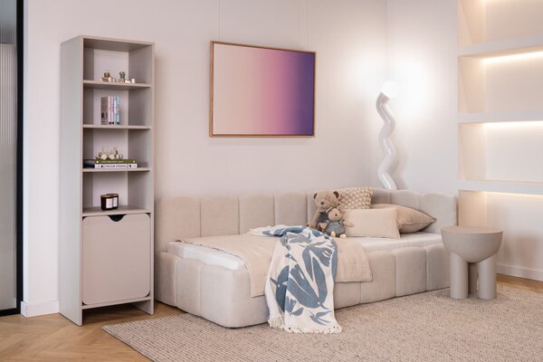 Łóżko Auro Twin Low 90x200, tkanina STORM 02, stelaż metalowy, strona lewa, otwierany bocznie