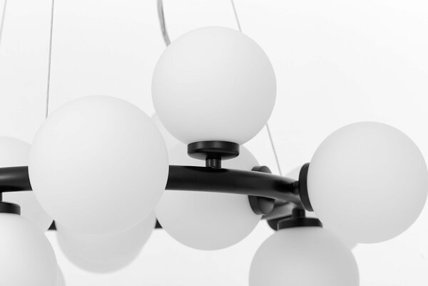LAMPA WISZĄCA SUFITOWA NOWOCZESNA CZARNA BIAŁE KULE MARSIADA 15