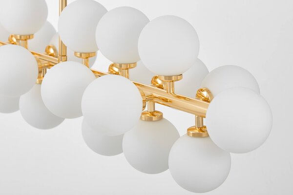 LAMPA WISZĄCA SUFITOWA NOWOCZESNA ZŁOTA BIAŁE KULE PETRICA 24