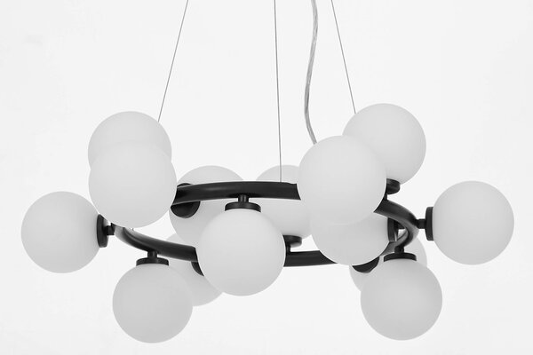 LAMPA WISZĄCA SUFITOWA NOWOCZESNA CZARNA BIAŁE KULE MARSIADA 15