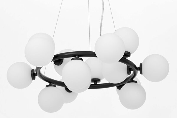 LAMPA WISZĄCA SUFITOWA NOWOCZESNA CZARNA BIAŁE KULE MARSIADA 15