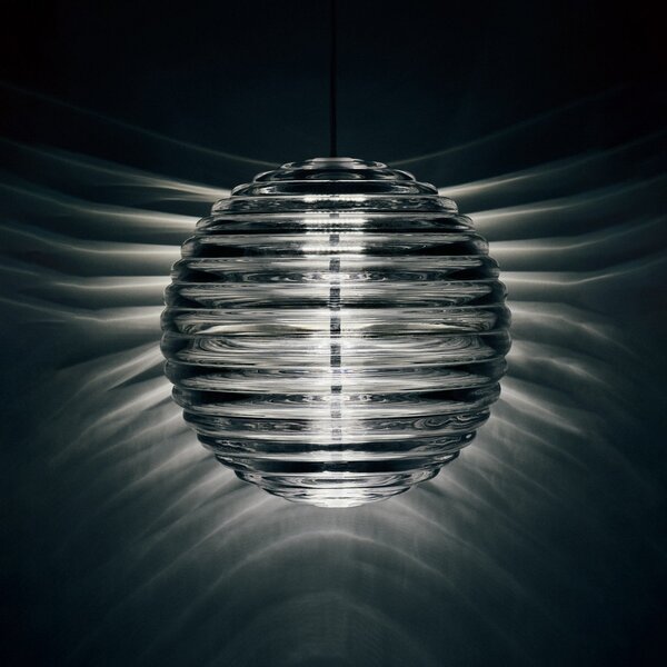 Lampa Wisząca Tom Dixon, Press Sphere, ściemnialny, transparentny, salon, szkło, design