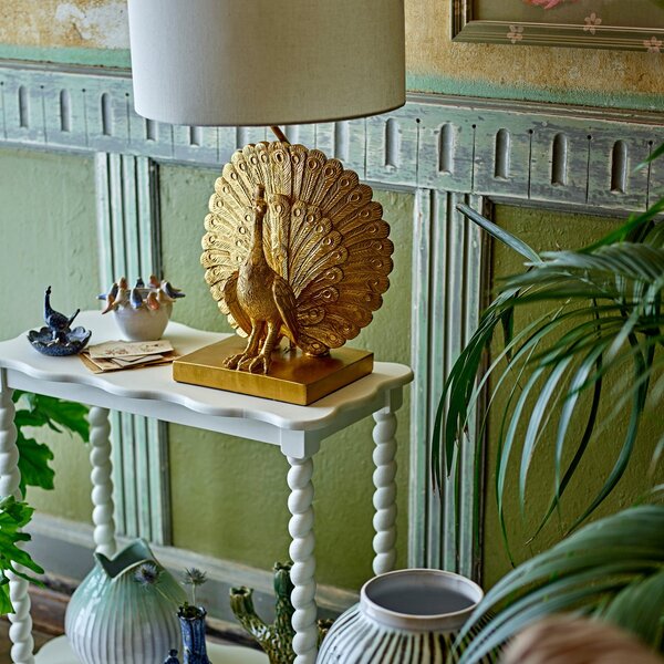 Lampa Stołowa Bloomingville, Peacock, złoty | mosiężny, salon, tworzywo sztuczne