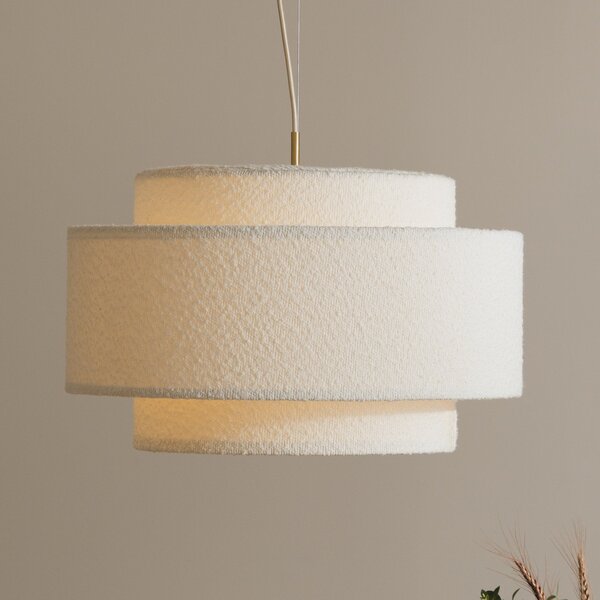 Lampa Wisząca Globen Lighting, Noah Bouclé, ściemnialny, biały, salon, tkanina | tekstylia, design