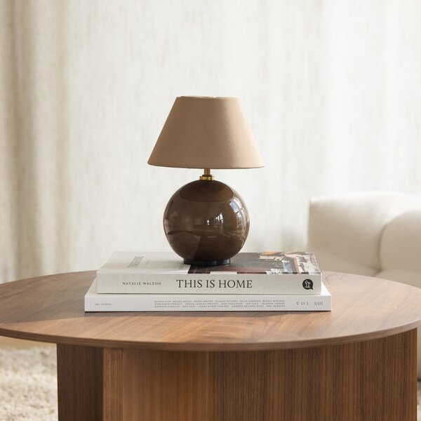 Lampa Stołowa Globen Lighting, IRIS, ściemnialny, brąz rdzawy, salon, tkanina | tekstylia, design