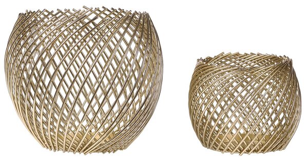 Zestaw dwóch świeczników złoty koszyki glamour nowoczesny Tanduy Beliani