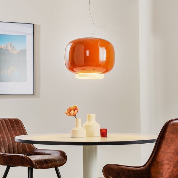 Lampa Wisząca Foscarini, Chouchin 1, ściemnialny, pomarańczowy, kuchnia, szkło, design
