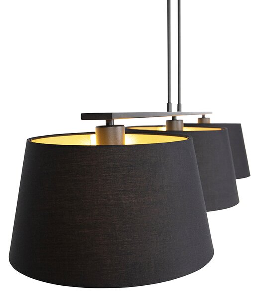 Lampa wisząca z abażurami z bawełny w kolorze czarnym i złotym 32 cm - Combi 3 Deluxe