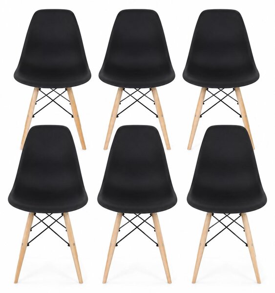 INSPIRO Krzesła SL czarne, drewniane nogi – zestaw 6 szt