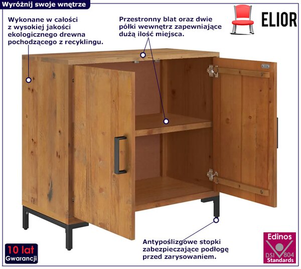 Brązowa drewniana komoda z drewna recyklingowego E8-H04