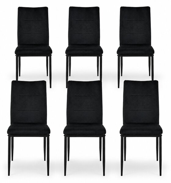 INSPIRO Krzesło do jadalni IK-10 czarny welur, nogi czarne – 6 szt