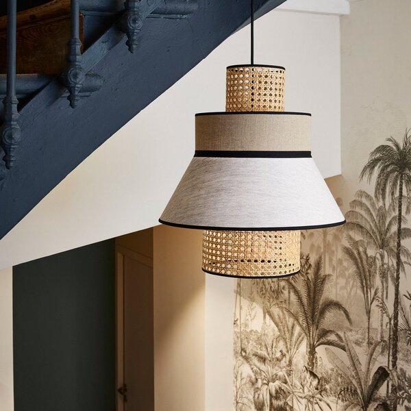 Lampa Wisząca MARKET SET, Singapour ML, ściemnialny, beżowy, salon, tkanina | tekstylia, design