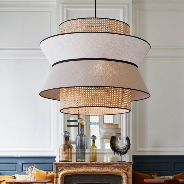 Lampa Wisząca MARKET SET, Singapour XXL, ściemnialny, beżowy, salon, tkanina | tekstylia, design