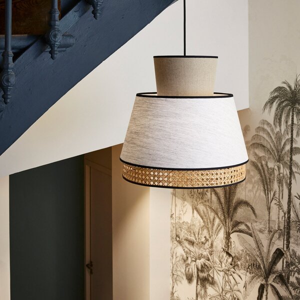 Lampa Wisząca MARKET SET, Singapour M, ściemnialny, beżowy, salon, tkanina | tekstylia, design
