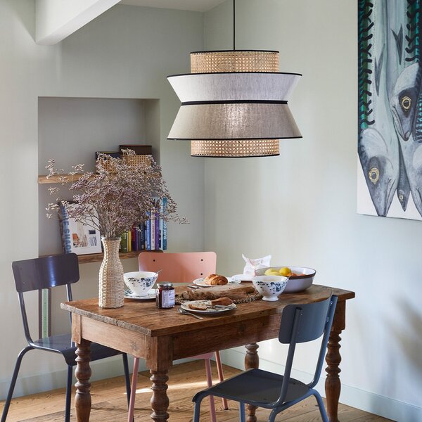 Lampa Wisząca MARKET SET, Singapour XL, ściemnialny, beżowy, salon, tkanina | tekstylia, design