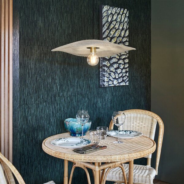 Lampa Wisząca MARKET SET, Rivage S, ściemnialny, beżowy, salon, tkanina | tekstylia, design