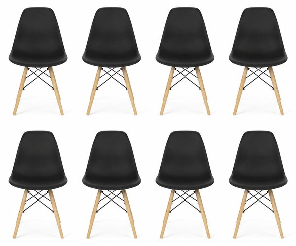 INSPIRO Krzesła SL czarne, drewniane nogi – zestaw 8 szt