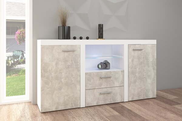 Komoda z szufladami Luiza 2F2S - 157 cm - beton jasny