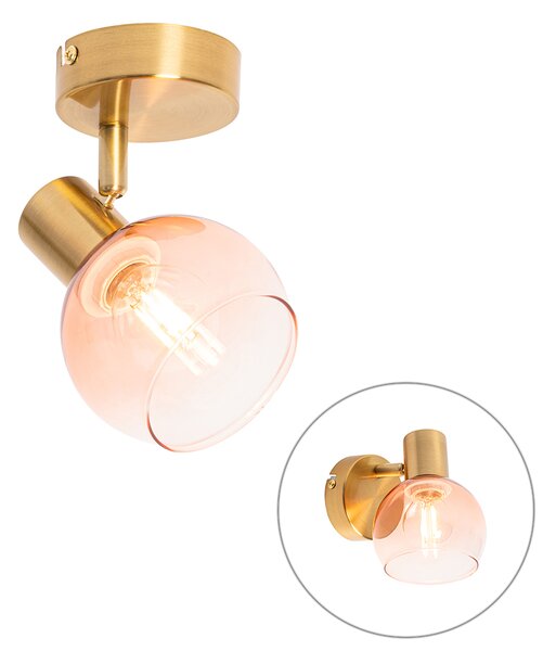 Art Deco Reflektorek / Spot / Spotow goud met roze glas - Vidro Oswietlenie wewnetrzne