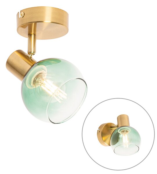 Art Deco Reflektorek / Spot / Spotow goud met groen glas - Vidro Oswietlenie wewnetrzne
