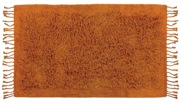 Dywan bawełniany shaggy z frędzlami 80 x 150 cm pomarańczowy Bitlis Beliani