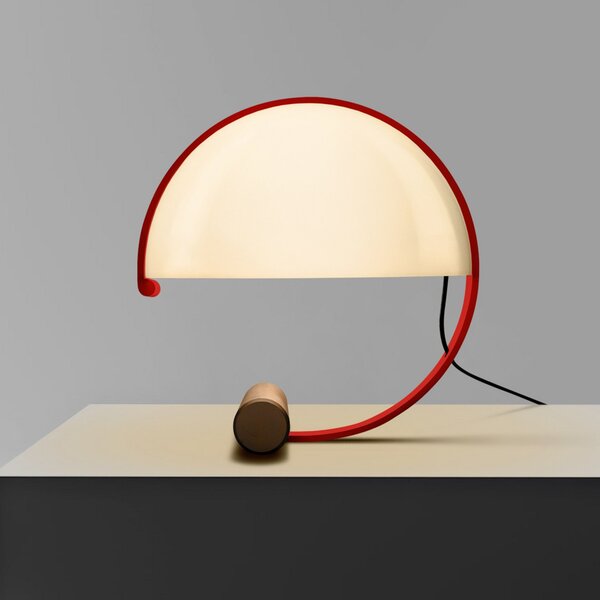 Lampa Stołowa Stilnovo, Meta, ściemnialny, czerwony, salon, metal, design