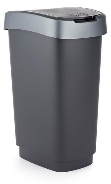 Kosz na śmieci SWING TWIST czarno srebrny 25 l