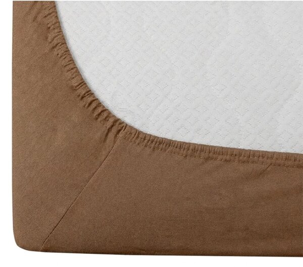 Prześcieradło jersey HIGHFIT brązowe 90 x 200 cm