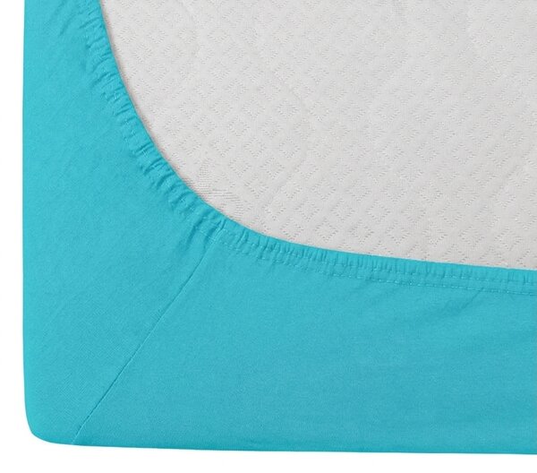 Prześcieradło jersey HIGHFIT turkusowe 90 x 200 cm