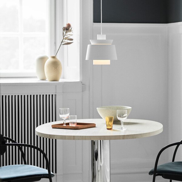 Lampa Wisząca &Tradition, Utzon JU1, ściemnialny, biały, salon, metal, design