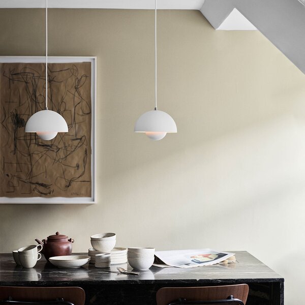 Lampa Wisząca &Tradition, Flowerpot VP1, ściemnialny, biały, salon, metal, design