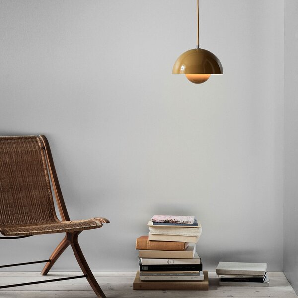 Lampa Wisząca &Tradition, Flowerpot VP1, ściemnialny, żółty, salon, metal, design