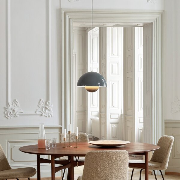 Lampa Wisząca &Tradition, Flowerpot VP7, ściemnialny, szary, salon, metal, design