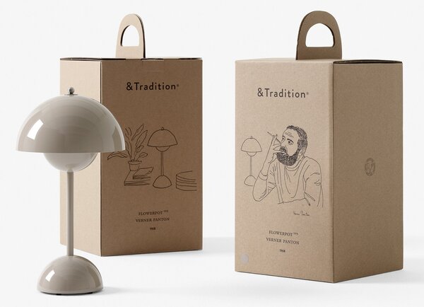 Lampa Stołowa &Tradition, Flowerpot VP9, ściemnialny, szary, salon, tworzywo sztuczne, design