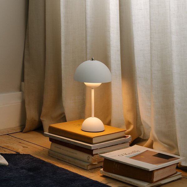 Lampa Stołowa &Tradition, Flowerpot VP9, ściemnialny, biały, salon, tworzywo sztuczne, design