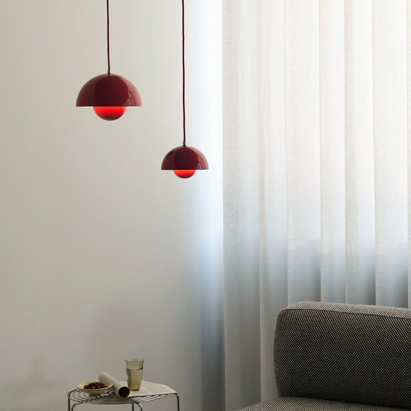 Lampa Wisząca &Tradition, Flowerpot VP1, ściemnialny, czerwony, salon, metal, design