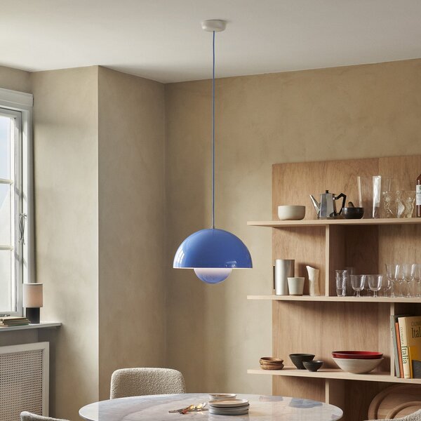 Lampa Wisząca &Tradition, Flowerpot VP7, ściemnialny, niebieski, salon, metal, design