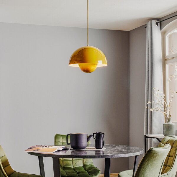 Lampa Wisząca &Tradition, Flowerpot VP7, ściemnialny, żółty, salon, metal, design