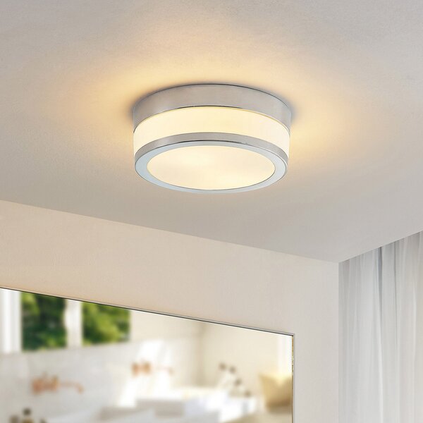 Lampa Sufitowa Lindby, Flavi, ściemnialny, metaliczny, łazienka, szkło, nowoczesny